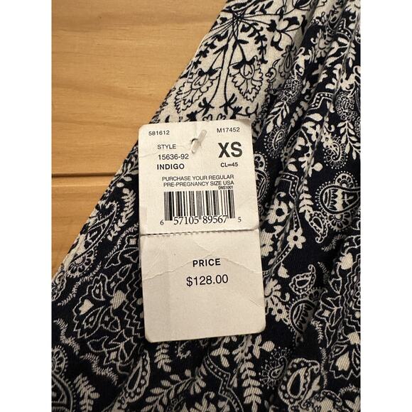 A PEA IN THE POD Maternity Dress Womens XS Indigo Paisley Maxi Stretch Soft NWT - Picture 2 of 10